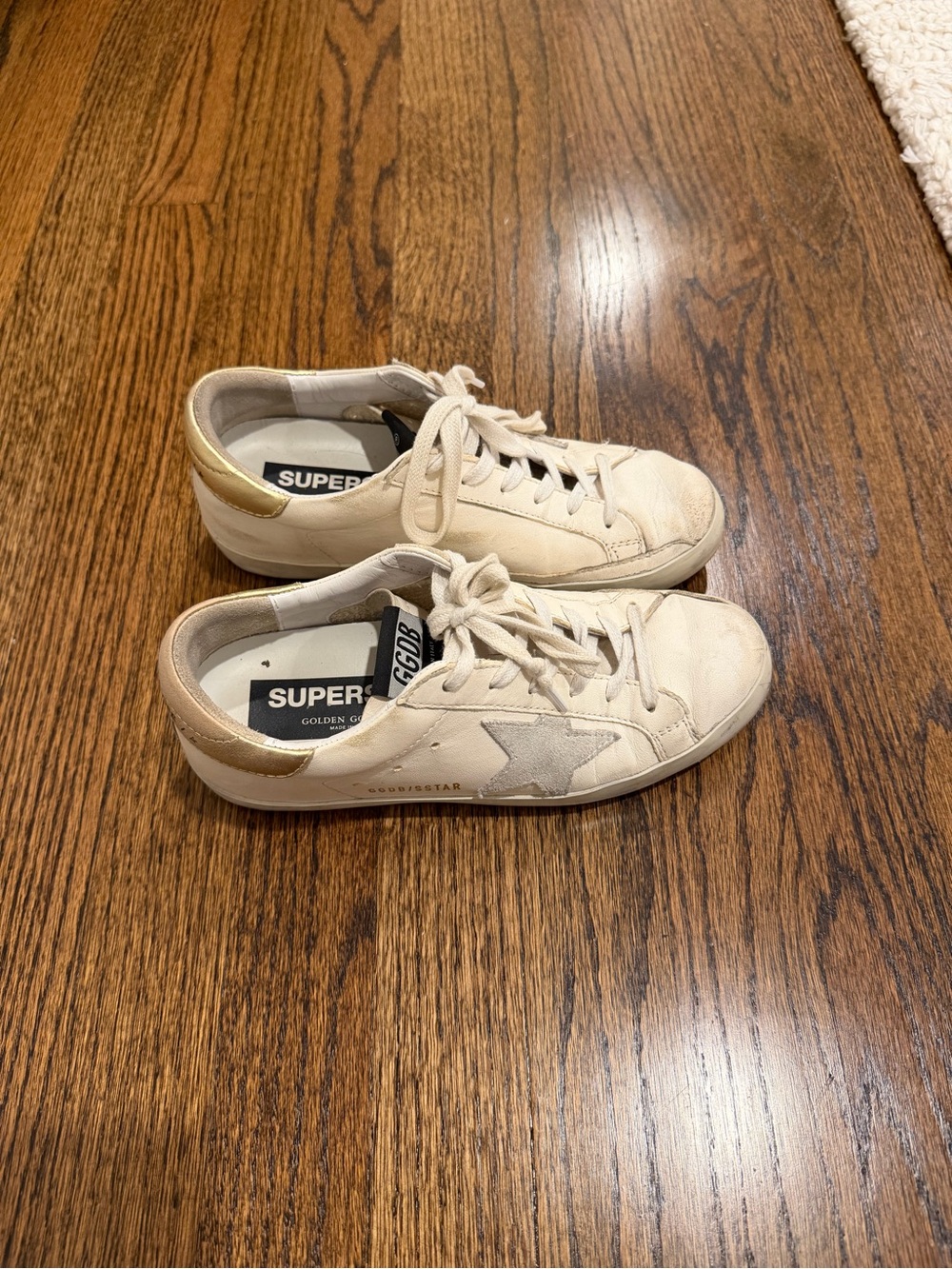 Golden Goose Off-White Sneakers with Gold Heel